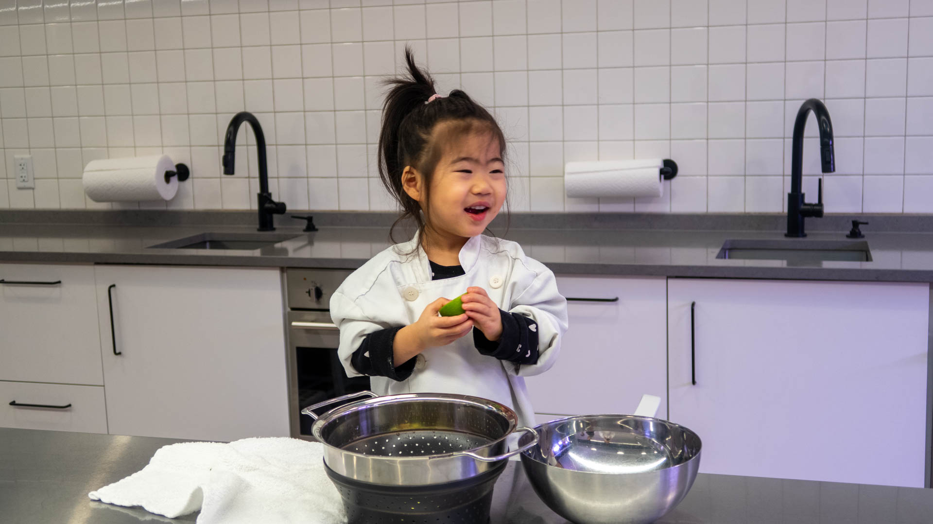 student at Little Kitchen Academy