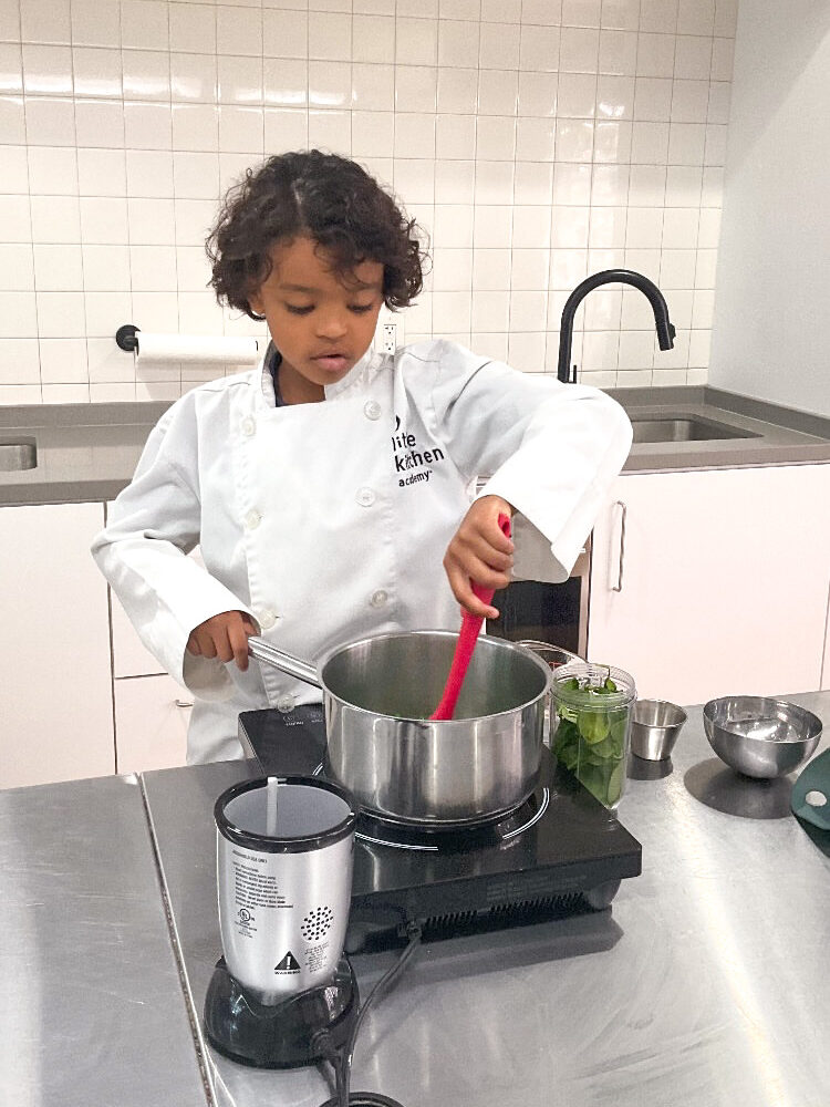 LKA student mixing ingredients